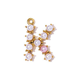 304 подвески из нержавеющей стали, с абс пластмассовой имитационной жемчужиной, ионное покрытие (ip), реальный 18 k позолоченный, зеркальная полировка