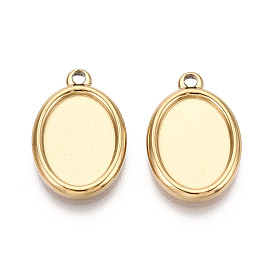 304 Настройки кабошон из нержавеющей стали кулон, ионное покрытие (ip), овальные