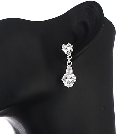 Delicate Heart-Shaped Diamond Stud Earrings with 925 Silver Pin and Zircon Inlay (E743)