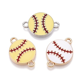 Rack Plating Alloy Enamel Sport Ball Connector Charms, Baseball Links