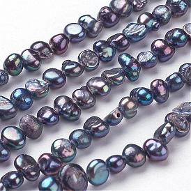 Natural Cultured Freshwater Pearl Beads Strands, Baroque Keshi Pearl Beads, Two Sides Polished