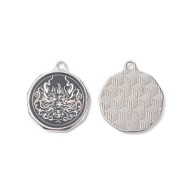 Acrylic Pendants, with Platinum Tone Alloy Findings, Lead Free & Cadmium Free, Flat Round