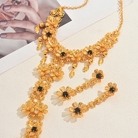 Комплекты из ожерелий и серег с длинными кисточками из кубического циркония в виде цветка для женщин