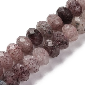 Natural Strawberry Quartz Beads Strands, Faceted, Rondelle