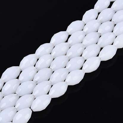 Стеклянные бусины, имитация нефрита , рис, граненые