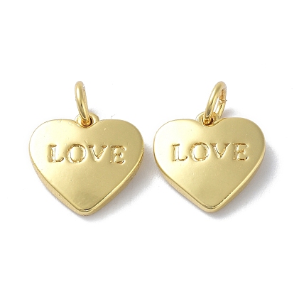 Colgantes de latón, larga duración plateado, con anillo de salto, corazón
