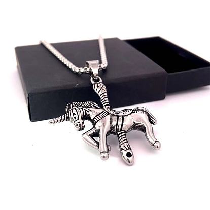 Подвеска из нержавеющей стали в виде единорога, хип-хоп, панк, ожерелья для мужчин и женщин