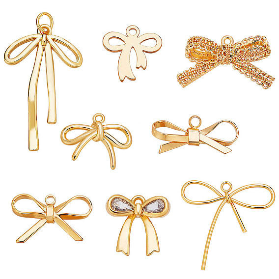 16 шт 8 стили латунные подвески, бантом