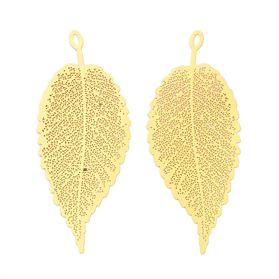 Латунные филигранные большие подвески, лист, гравированные металлические украшения