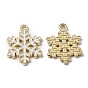 Alloy Enamel Pendants, for Christmas, Snowflake, White