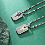 Duo Tone 304 Stainless Steel Dog Tag Star Pendant Necklaces for Men