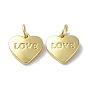 Brass Pendants, Long-Lasting Plated, with Jump Ring, Heart