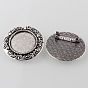 Сплавочная фурнитура для броши, античный сплав, без кадмия и без свинца, с железными штифтами, плоские круглые лоток: 20 мм, 31x2 мм, контактный: 0.8 мм