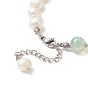 Natural Fire Crackle Agate & Pearl Beaded Bracelet for Women
