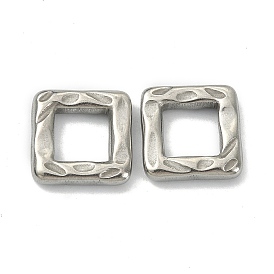 304 Stainless Steel linking Rings, Hammered, Square