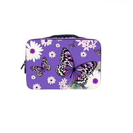 Cloth Diamond Rhinestone Tools Zipper Storage Bags, Rectangle with Butterfly