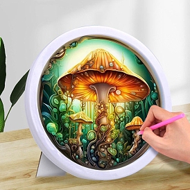 Mushroom DIY Diamond Painting Kits, Including Acrylic Rhinestones Bag, Diamond Sticky Pen, Tray Plate, Glue Clay and Canvas