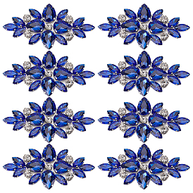 8Pcs Glass Cabochons(Hot Melt Adhesive On The Back), Garment Accessories, Flower