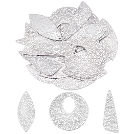 30Pcs 3 Style 304 Stainless Steel Pendants, Mixed Shape