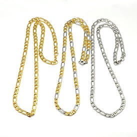 Модные ожерелья 304 из нержавеющей стали Figaro цепи для мужчин, с карабин-лобстерами , 21.65 дюйм (550 мм) x 6 мм