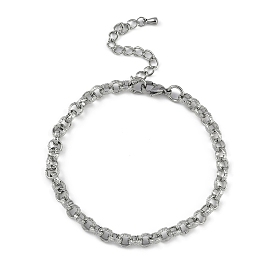 Anti-Tarnish 304 Stainless Steel Textured Rolo Chain Anklets