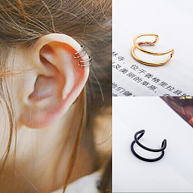 Minimalist Double Wire Circle Clip-on Earrings with Vintage Hollow U-shaped Ear Cuff, No Piercing