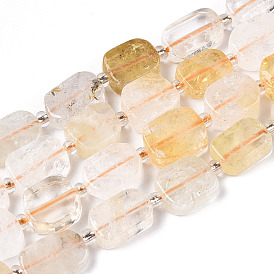 Natural Citrine Beads Strands, with Seed Beads, Rectangle