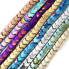 Synthetic Non-magnetic Hematite Beads Strands, Long-Lasting Plated, Wave Shape, 2-Hole