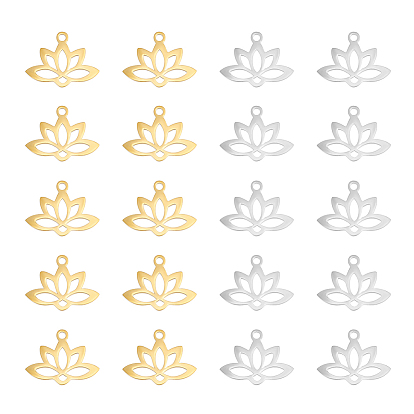 20 шт. 2 цвета 201 подвески из нержавеющей стали, лазерная резка, полый, лотос