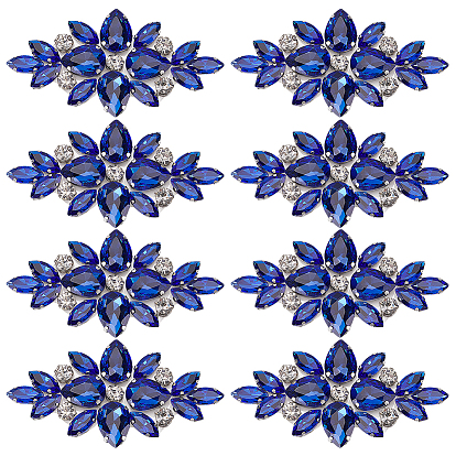 8Pcs Glass Cabochons(Hot Melt Adhesive On The Back), Garment Accessories, Flower