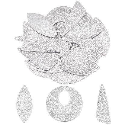 30Pcs 3 Style 304 Stainless Steel Pendants, Mixed Shape