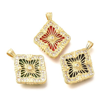 Латунные подвески из акрила с микропаве и кубическим цирконием, клевер амулеты