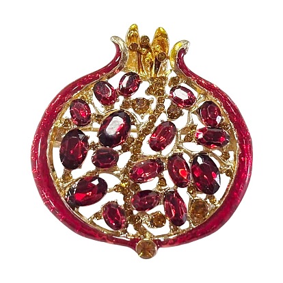 Épingles en émail, Broche épingle en alliage et strass, grenade, or