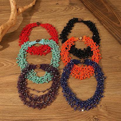 Многослойные ожерелья из стеклянных бусин в богемном стиле для повседневного ношения и в качестве подарка