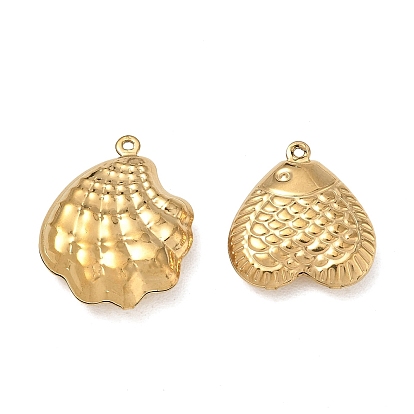 304 Stainless Steel Pendants, Shell Shape/Heart Fish Charms