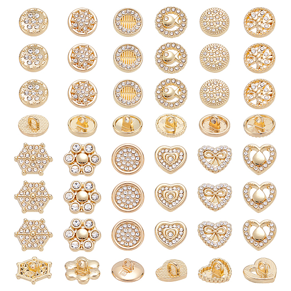 48 шт. 12 цвета 1-отверстие сплав горный хрусталь хвостовик кнопки