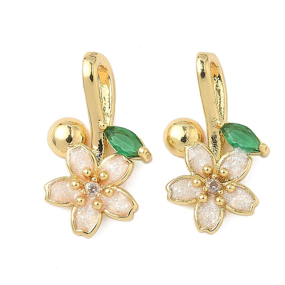 Латунные микропаве прозрачные подвески с фианитом, без кадмия и без свинца, цветок