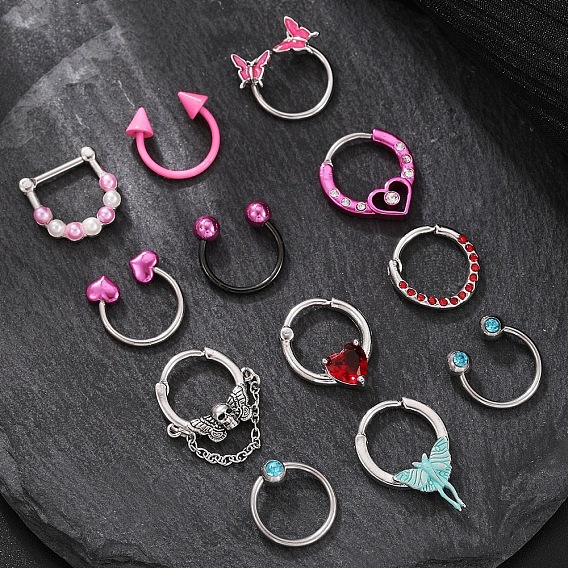 316l Кольца для носа из нержавеющей стали с микропаве из кубического циркония