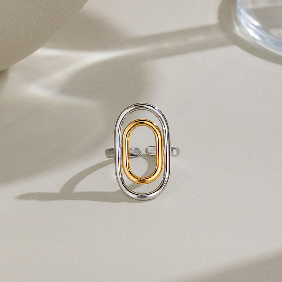 304 Stainless Steel Cuff Open Rings, Oval