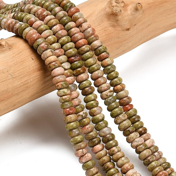 Природные Unakite бисер нитей, рондель