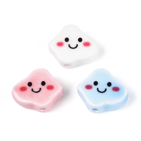 Ручной фарфоровые керамические шарики, облако и улыбающееся лицо, напечатанный