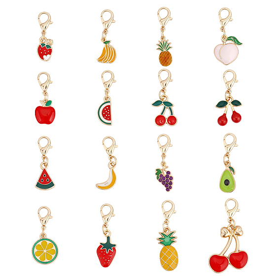 Zinc Alloy Enamel Fruit Pendant Decoration, with Lobster Clasp