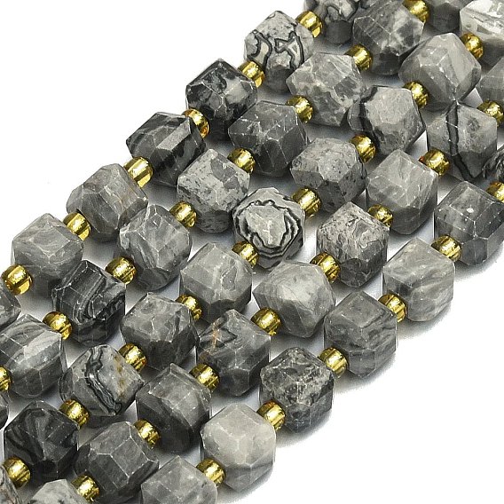 Натуральная карта каменные бусы пряди, граненые, кубические