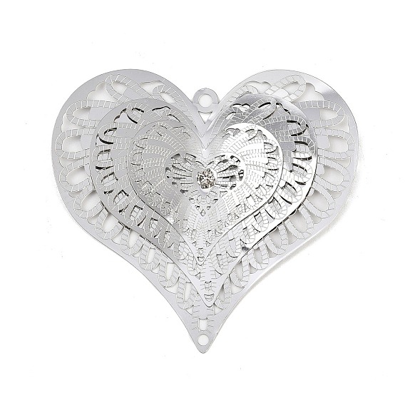 304 нержавеющая сталь, хрустальные стразы 3 подвески-сердечки, гравированные металлические украшения
