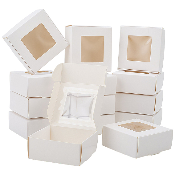 Квадратные бумажные коробки с прозрачным окошком, для упаковки мыла