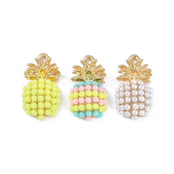 Подвески с фруктами из позолоченного сплава и смолы, ананасовые прелести, без кадмия и без свинца, никель