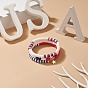 3Pcs 3 Style Independence Day Polymer Clay Heishi Surfer Stretch Bracelets Set, 304 Stainless Steel Star Charms Preppy Bracelets for Women