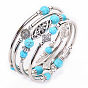 Turquoise Wrap Bracelet - Natural Stone Beads, Multi-layered, Handmade.