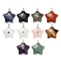 Natural Gemstone Pendants, Star Charms, with Brass Pave Cubic Zirconia Findings, Golden