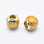 Brass Enamel European Beads, Cadmium Free & Nickel Free & Lead Free, Round with Honeycomb